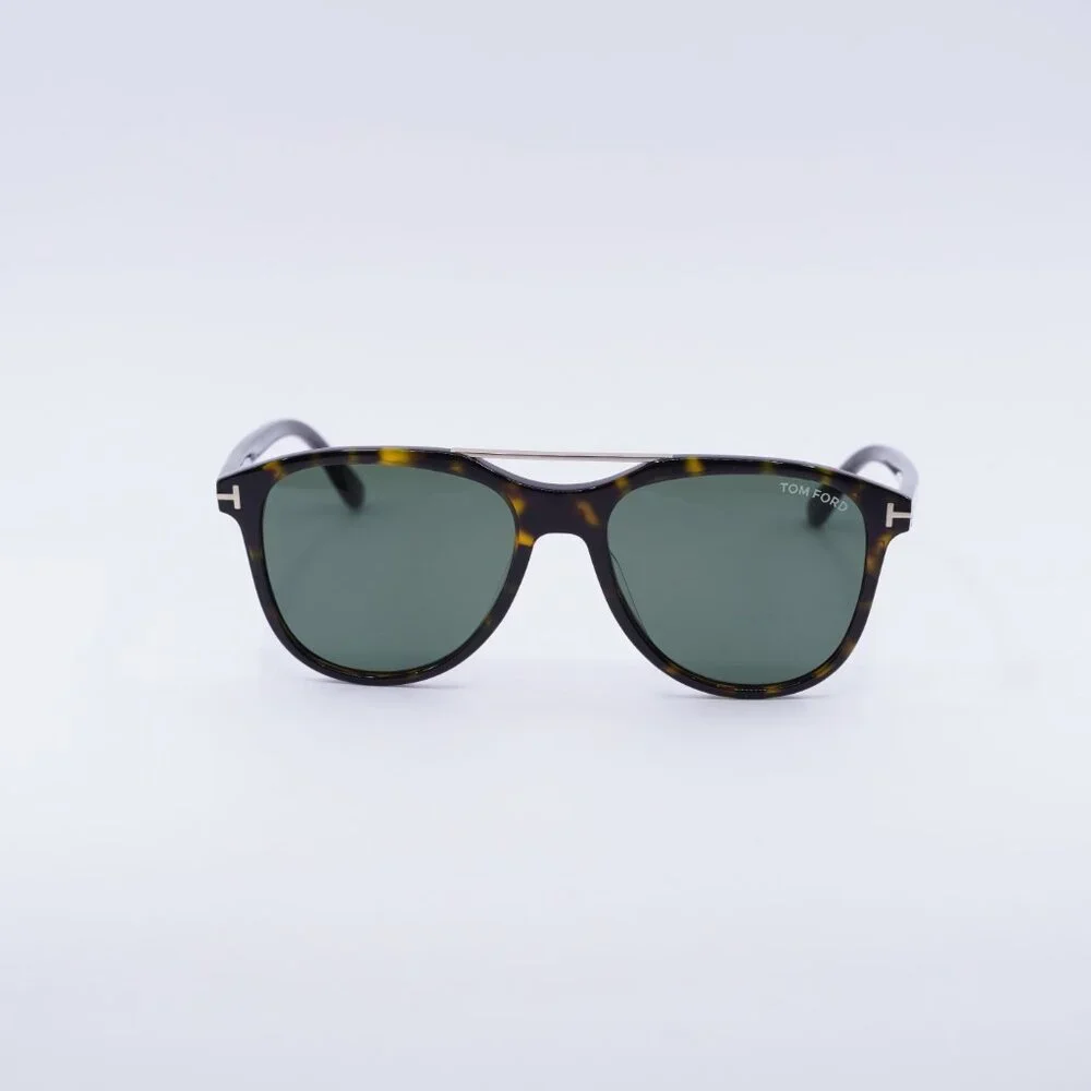 Tom Ford Damian-02 FT1098 52N Sunglasses Havana Aviator Frame, Green Lenses - Picture 3 of 9